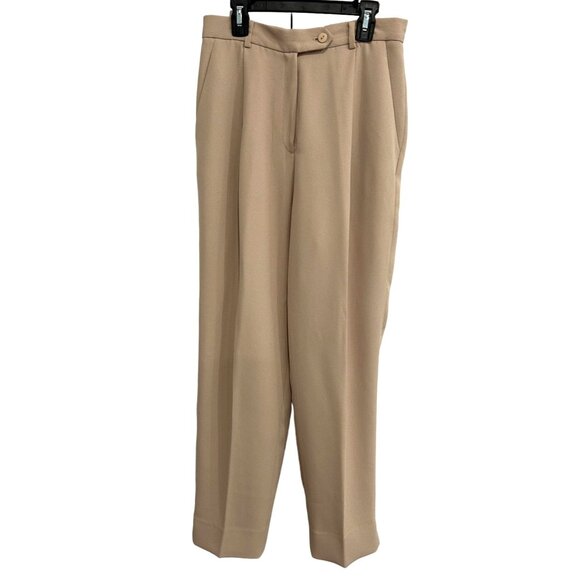 Focus 2000 Beige Moss Crepe Trousers By Charles Hueck Sz 8P - Picture 1 of 8